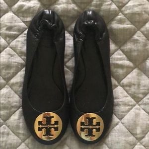 MINNIE TRAVEL BALLET FLAT, LEATHER - BLACK